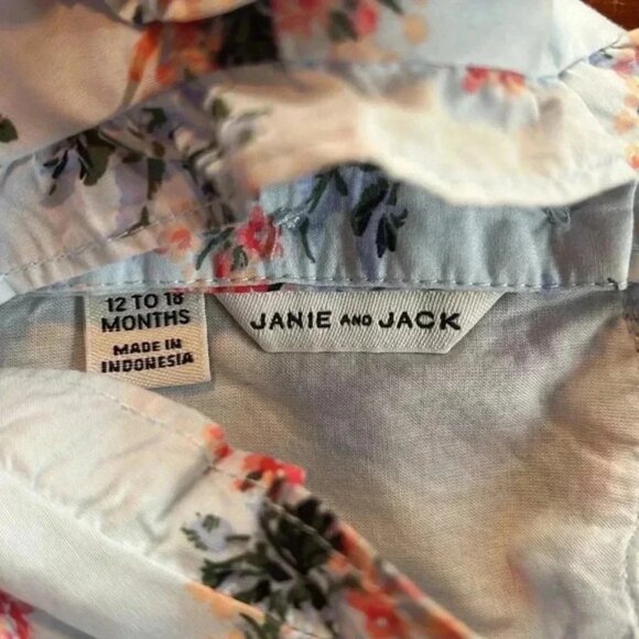 Janie And Jack Light Blue Dress With Pink And Blue Flowers Size 12 - 18 M - Picture 7 of 8